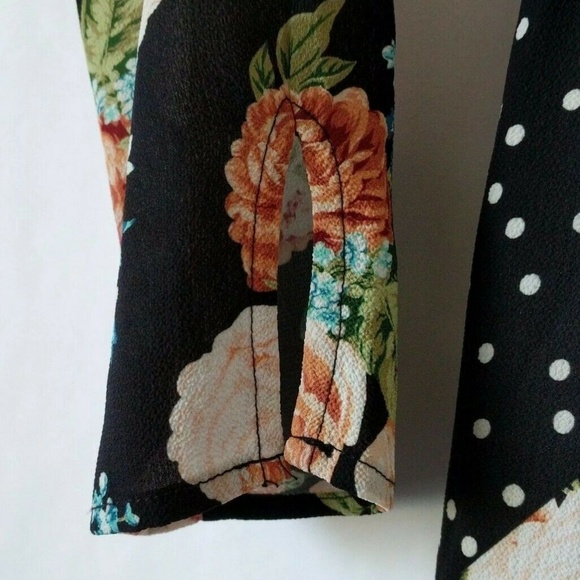 Topshop Patchwork Cold Shoulder Floral Dress Sz 4 - Picture 5 of 8